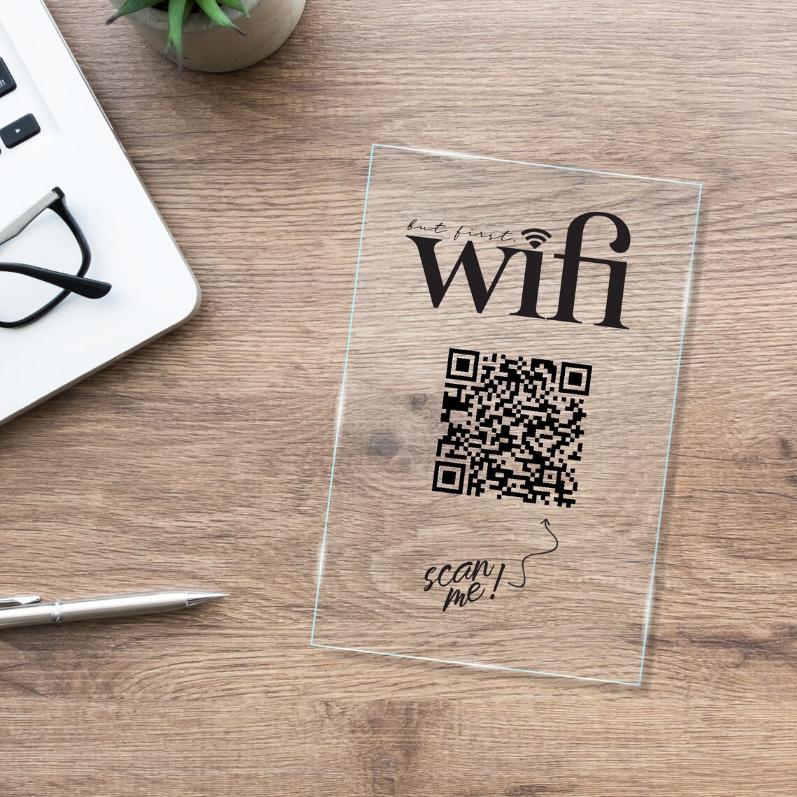 Custom Acrylic WiFi Plaque, QR Code Display