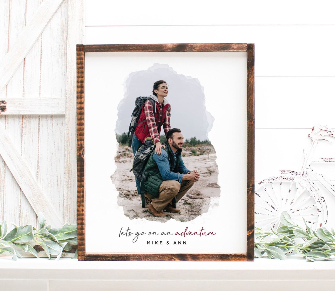 Personalized Photo Let's Go on an Adventure Watercolor Edge Poster - Image 3