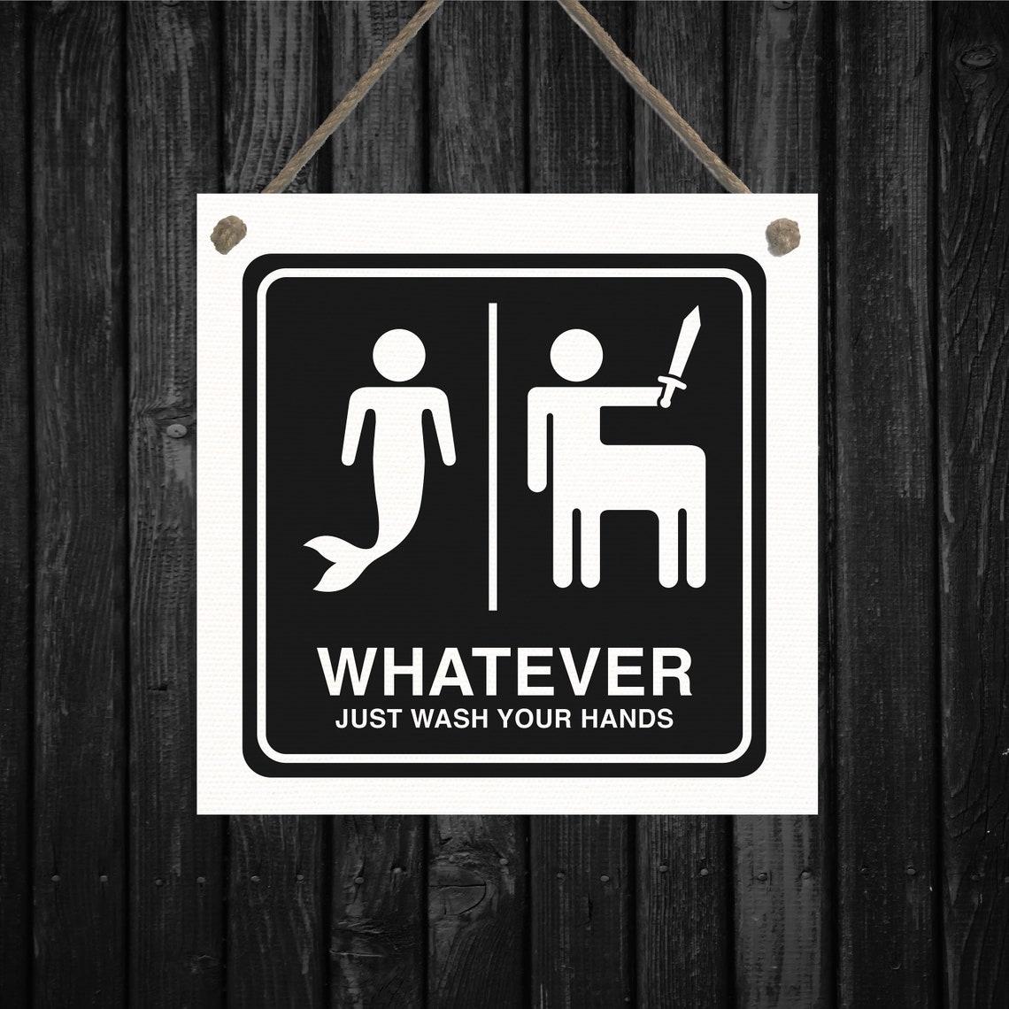 Funny Whatever Just Wash Your Hands Mermaid Bathroom Sign Poster - Image 2