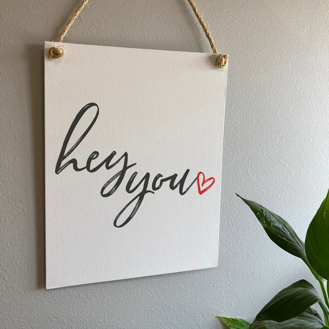 Hey You Red Heart Romantic Script Small Square Framed Poster - Image 2