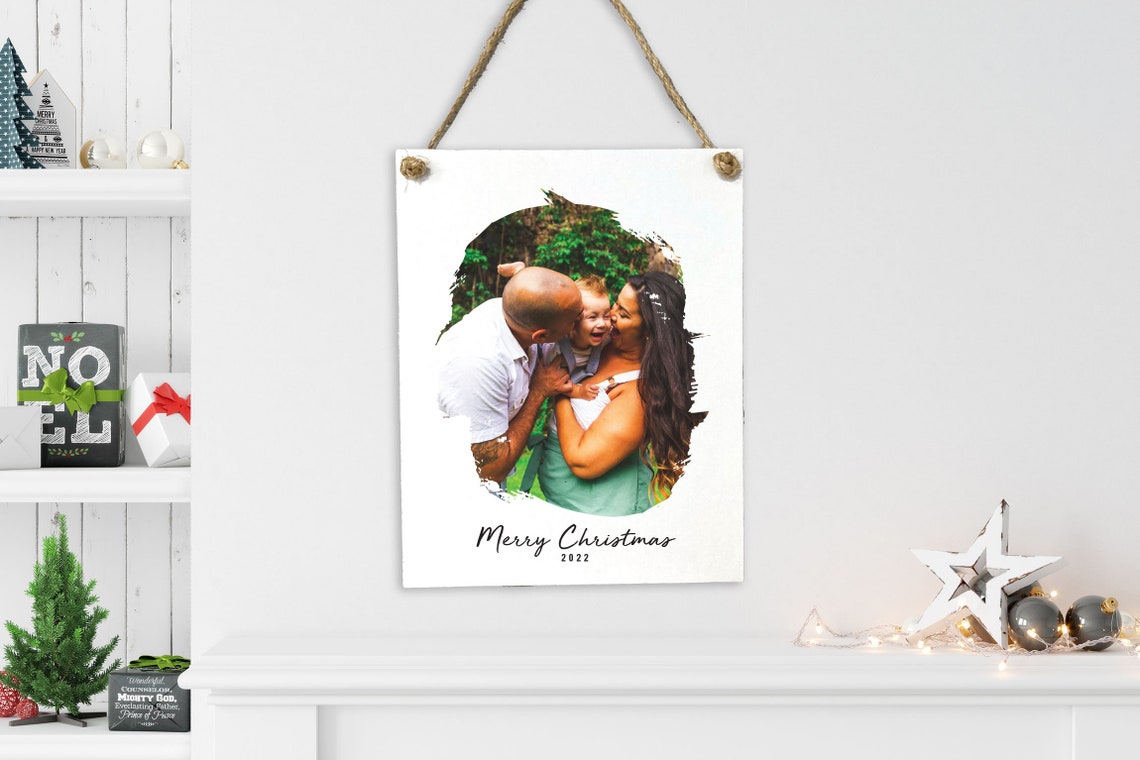 Personalized Family Photo Christmas Brushstroke Keepsake Poster - Image 2