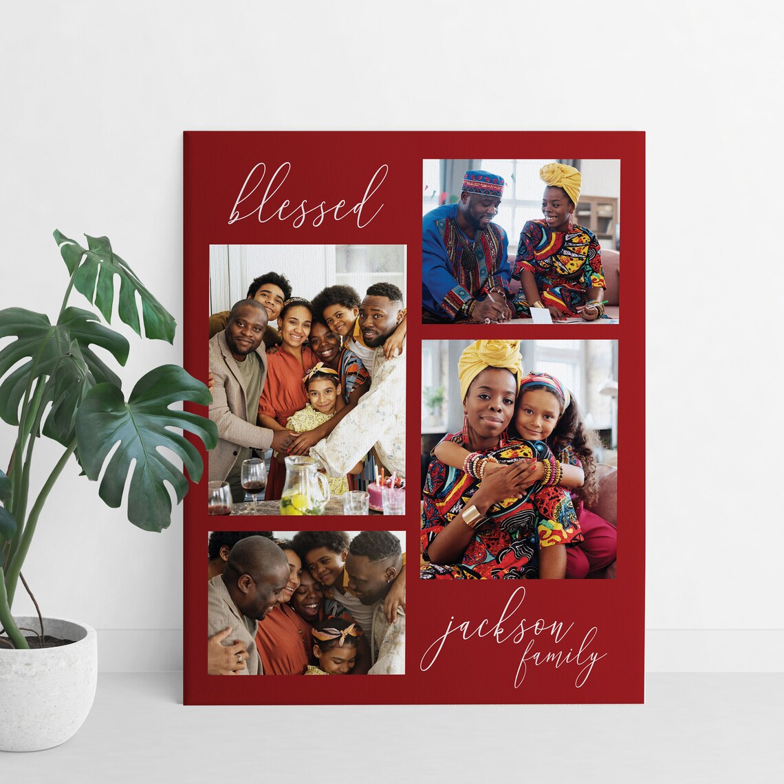 "Blessed Carlson Family" Photo Collage Canvas Family Picture Poster - Image 2