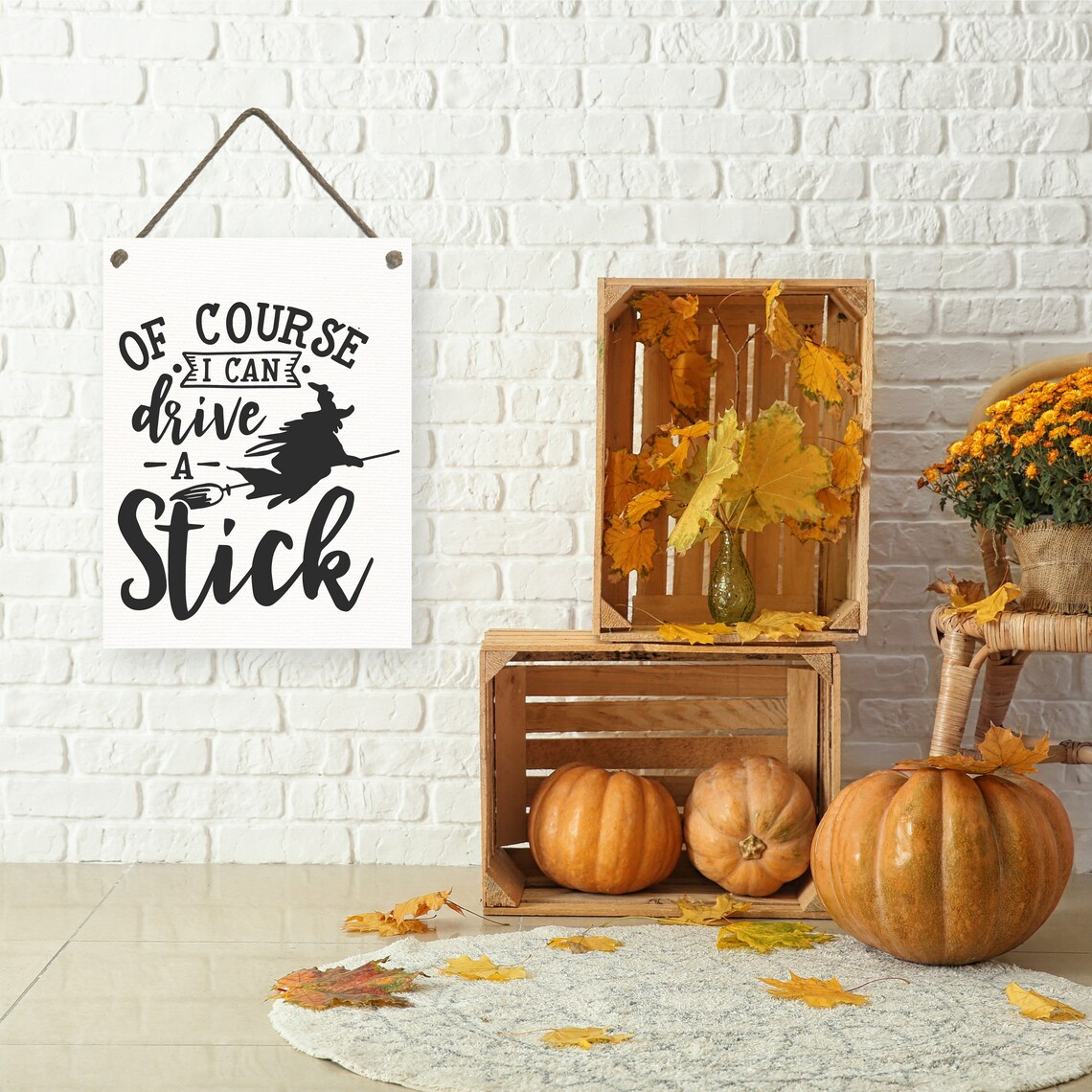 Of Course I Can Drive a Stick Witch Broom Funny Halloween Poster - Image 2