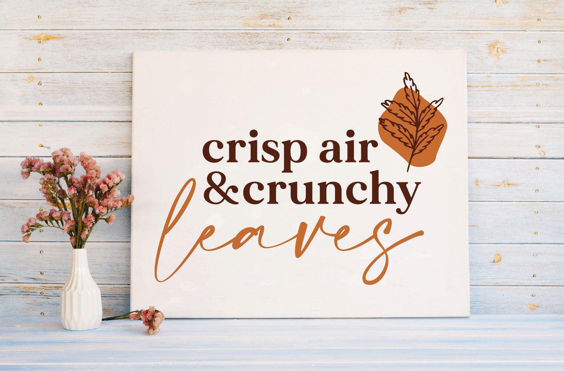 Crisp Air Crunchy Leaves Fall Autumn Seasonal Rustic Wood Wall Poster - Image 3