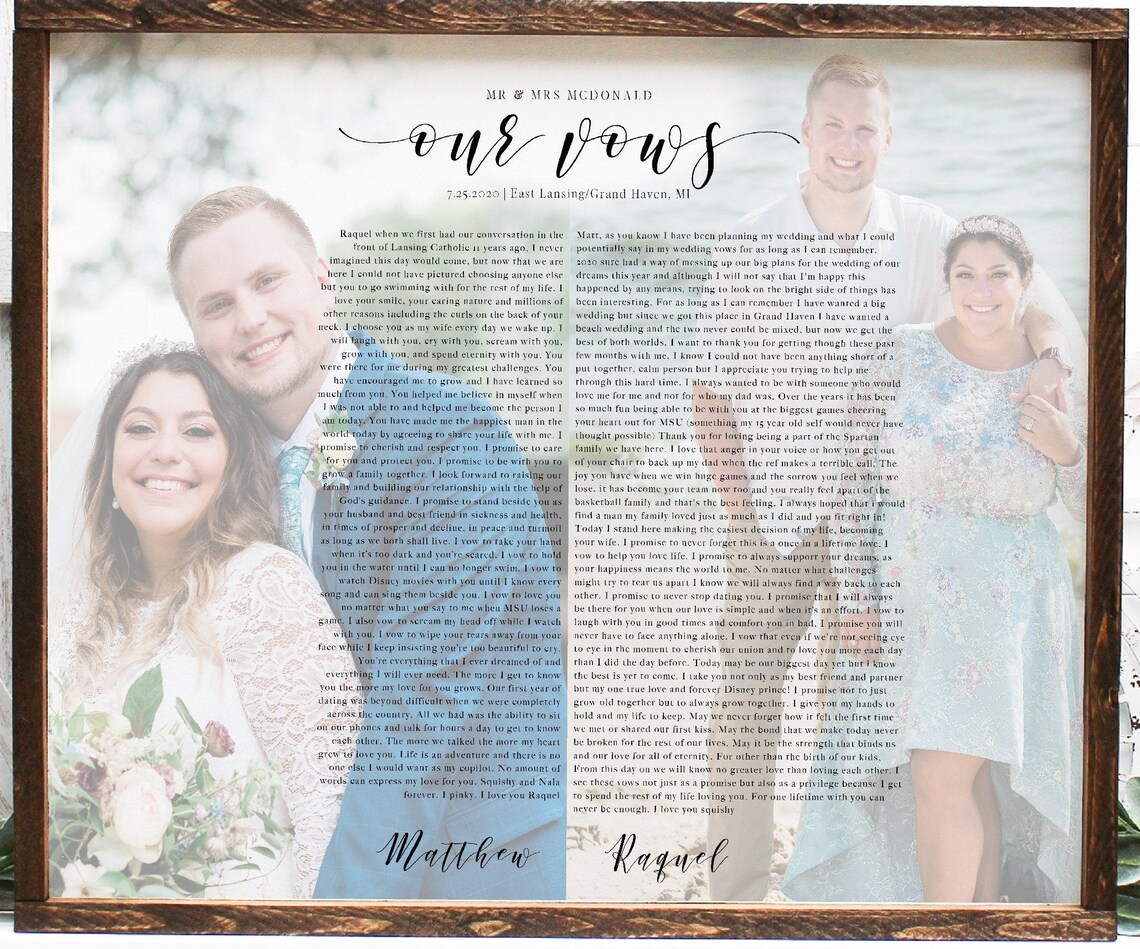 Wedding Vows And Photos Custom Wedding Print - Image 3