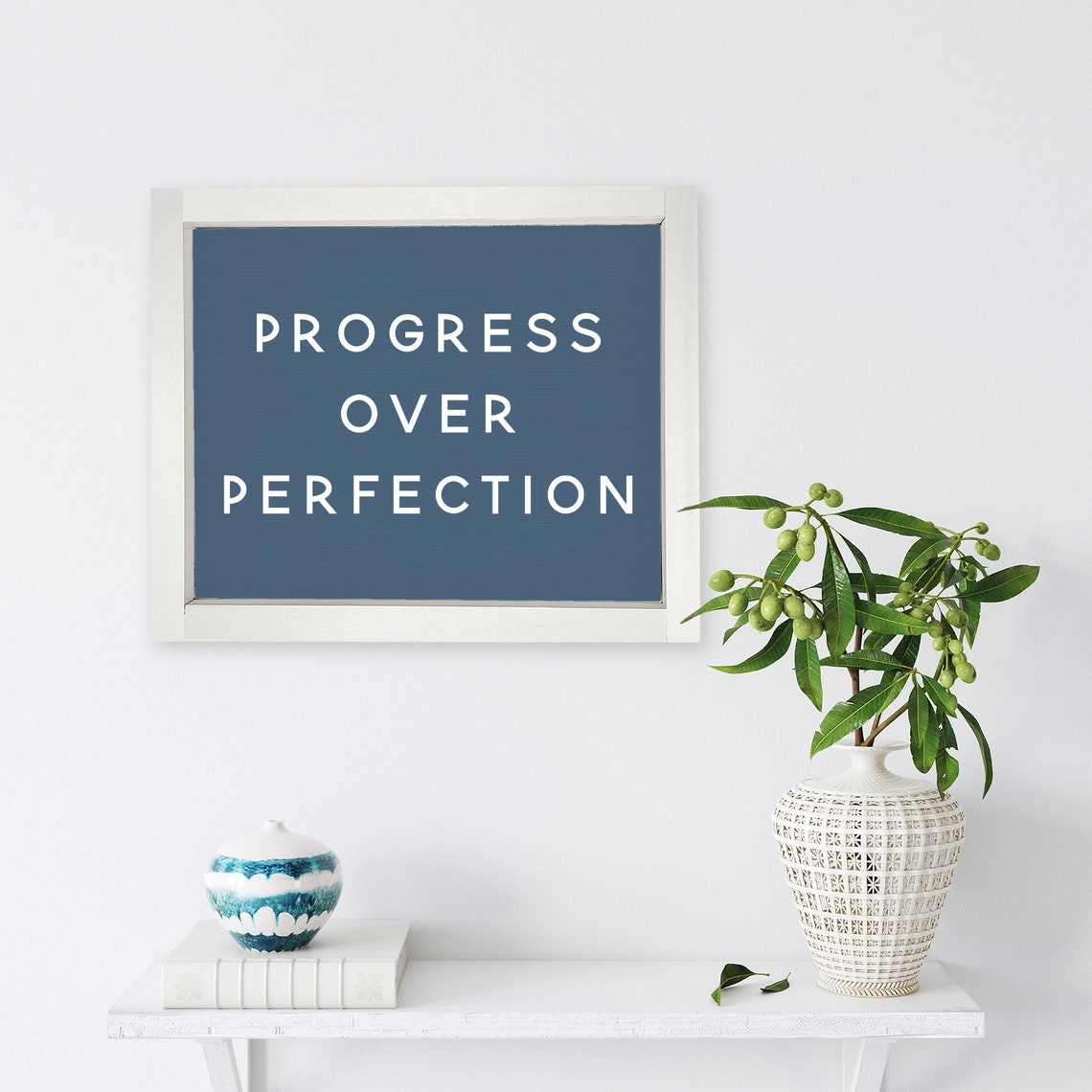 Progress Over Perfection Minimalist Motivational Quote Poster - Image 3