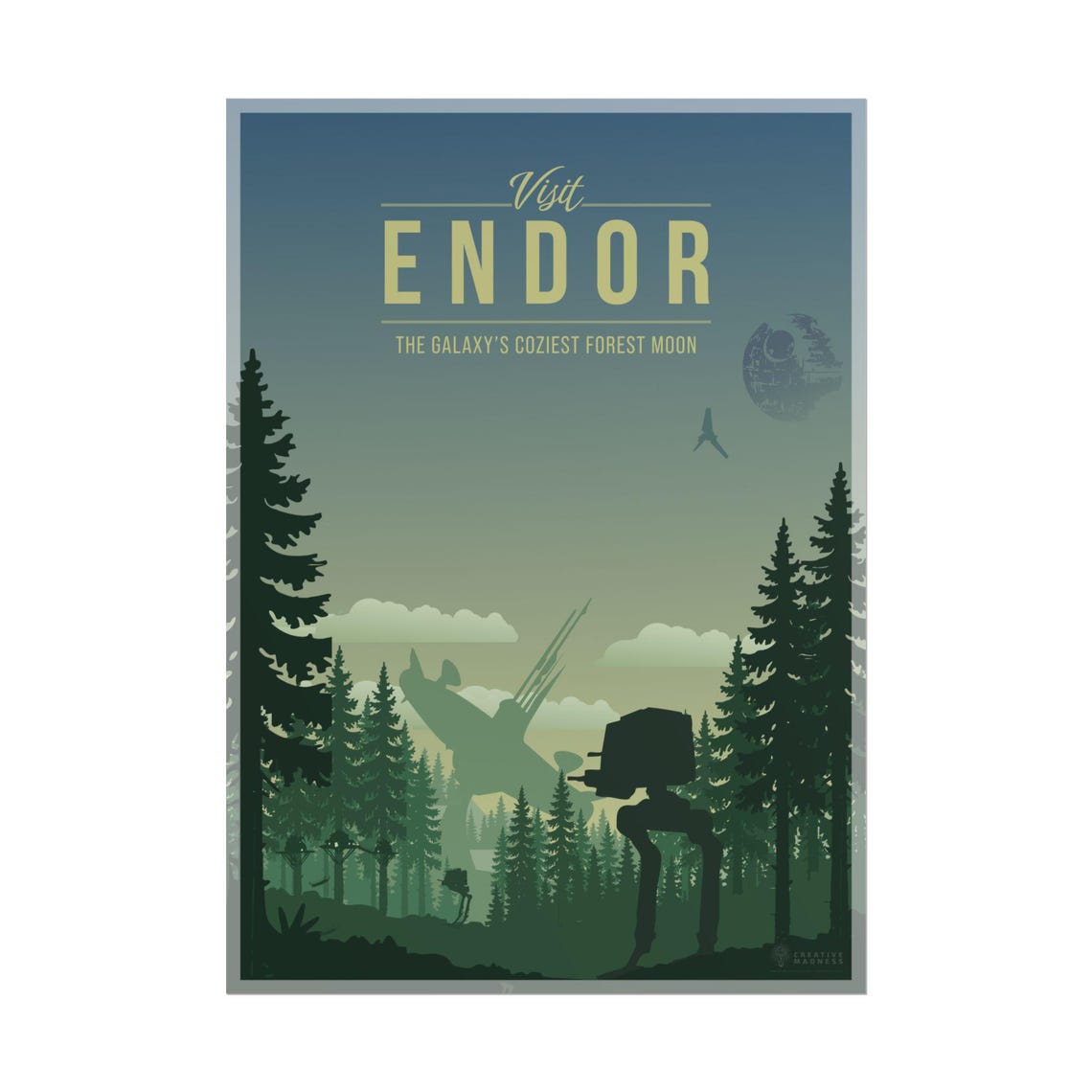 Visit Endor Forest Moon Retro Star Wars Travel Style Movie Poster