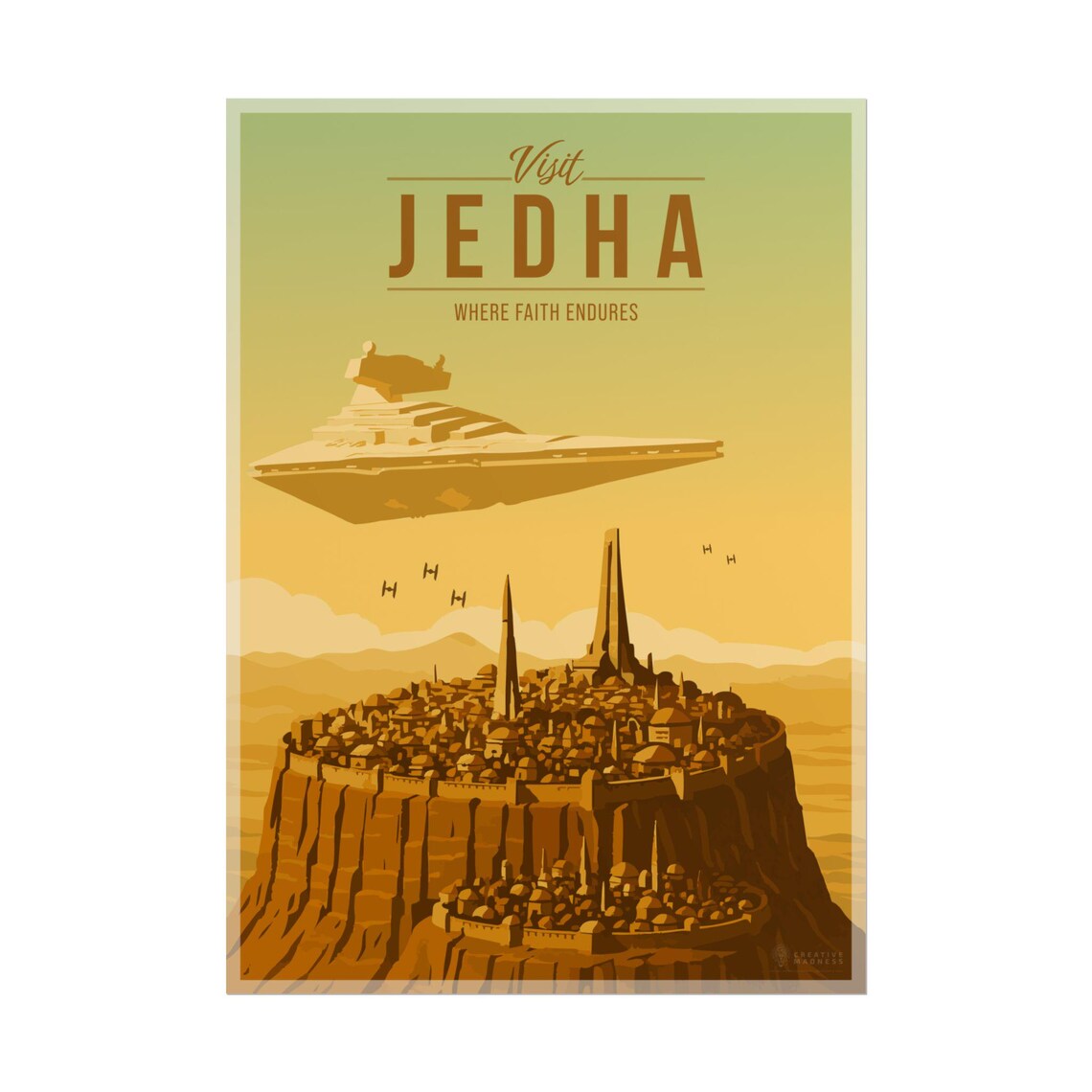 Visit Jedha Holy City Star Destroyer Retro Star Wars Movie Poster