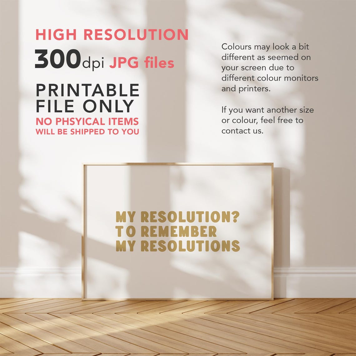 My Resolution To Remember Resolutions Funny Gold Quote Poster - Image 3