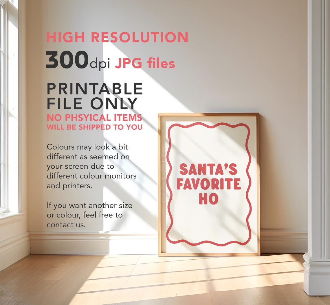 Santas Favorite Ho Funny Christmas Wavy Border Holiday Quote Poster