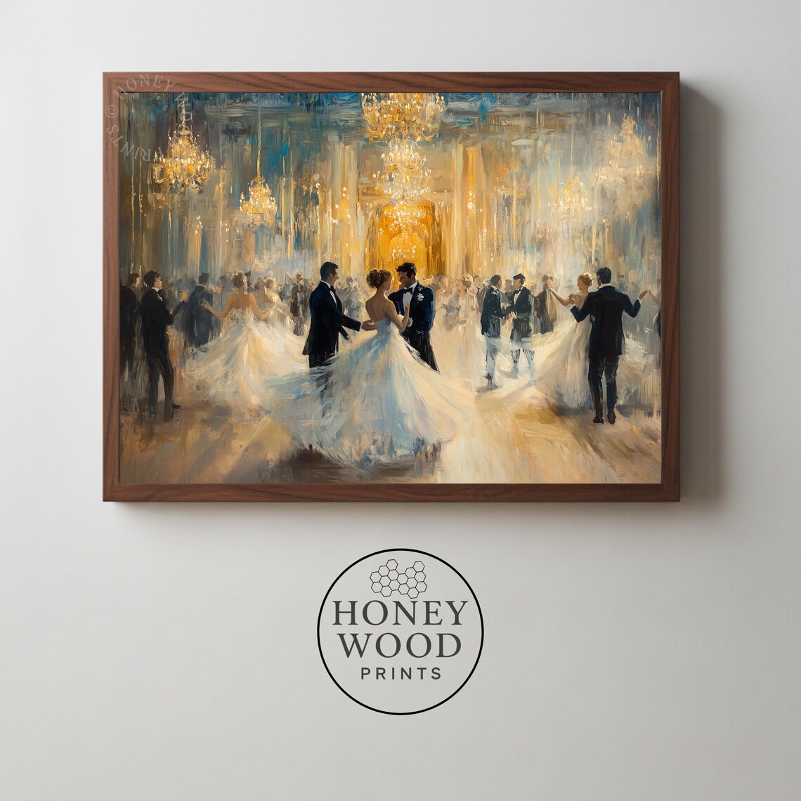Vintage Gala Ballroom Dance Painting, Romantic Decor