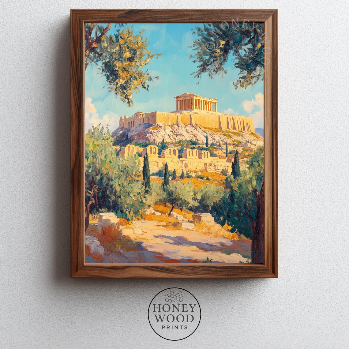 Acropolis of Athens Parthenon Ancient Greek Landmark Painting Poster