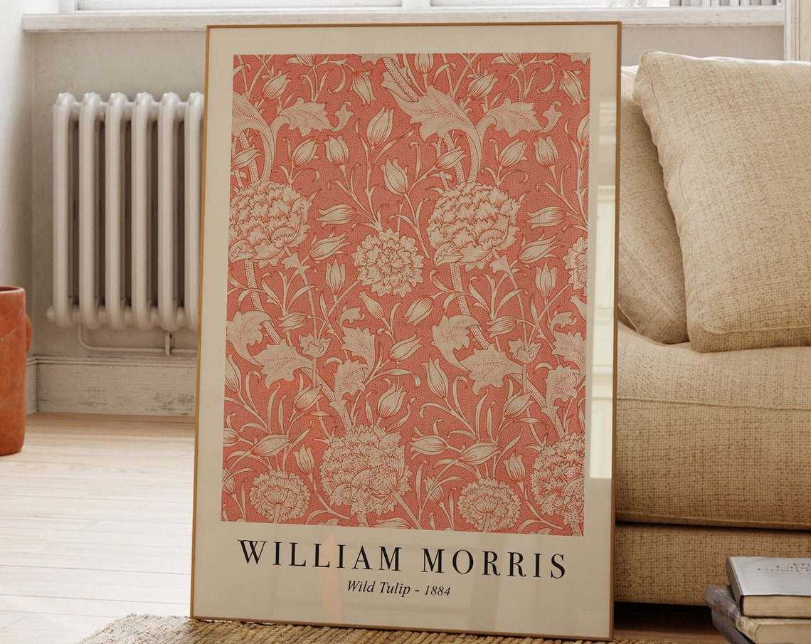 William Morris Wild Tulip 1884 Pink Floral Pattern Art Poster