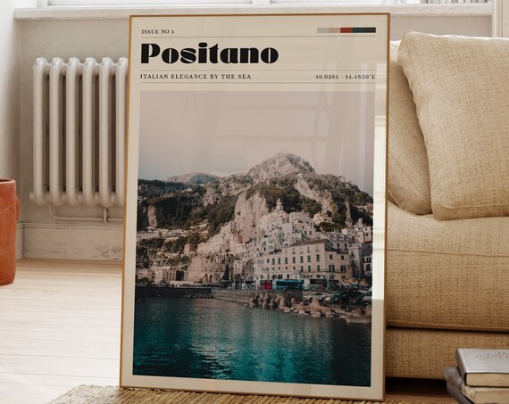 Positano Italy Amalfi Coast Cliffside Travel Poster Coastal Photography