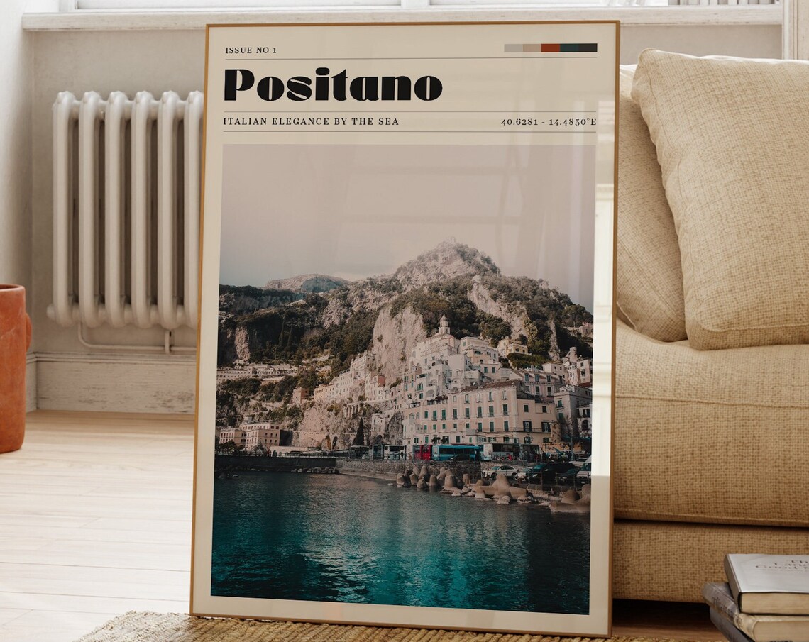 Positano Italy Amalfi Coast Cliffside Travel Poster Coastal Photography