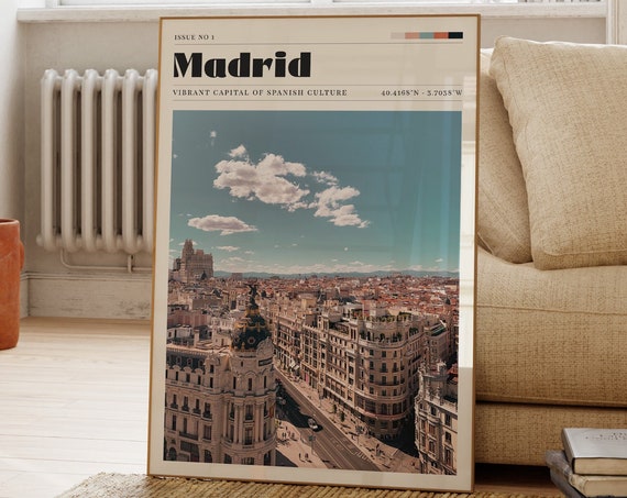 Madrid Travel Poster, Spain Cityscape