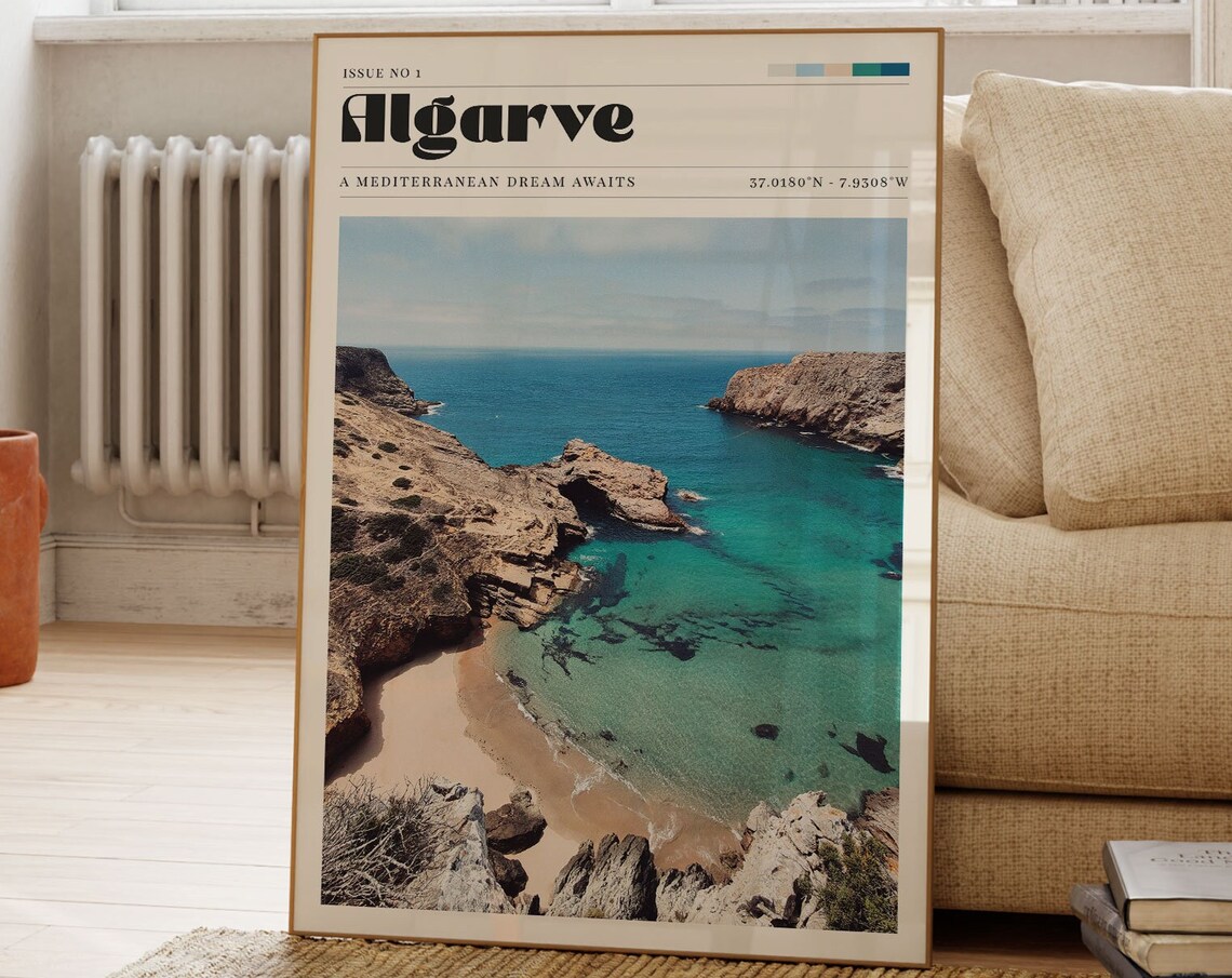 Algarve Portugal Coastal Cove Travel Poster Mediterranean Dream Photography Art