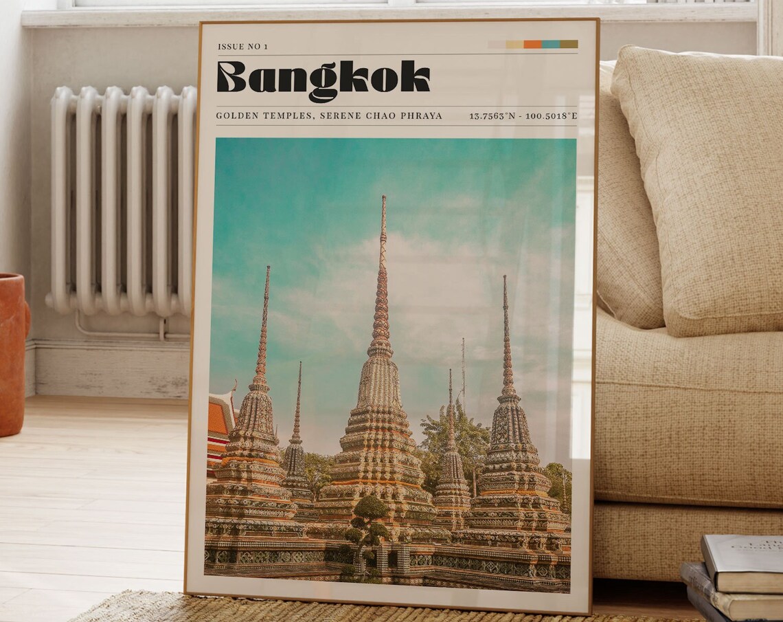 Bangkok Thailand Golden Temples Magazine Cover Photo Travel Poster
