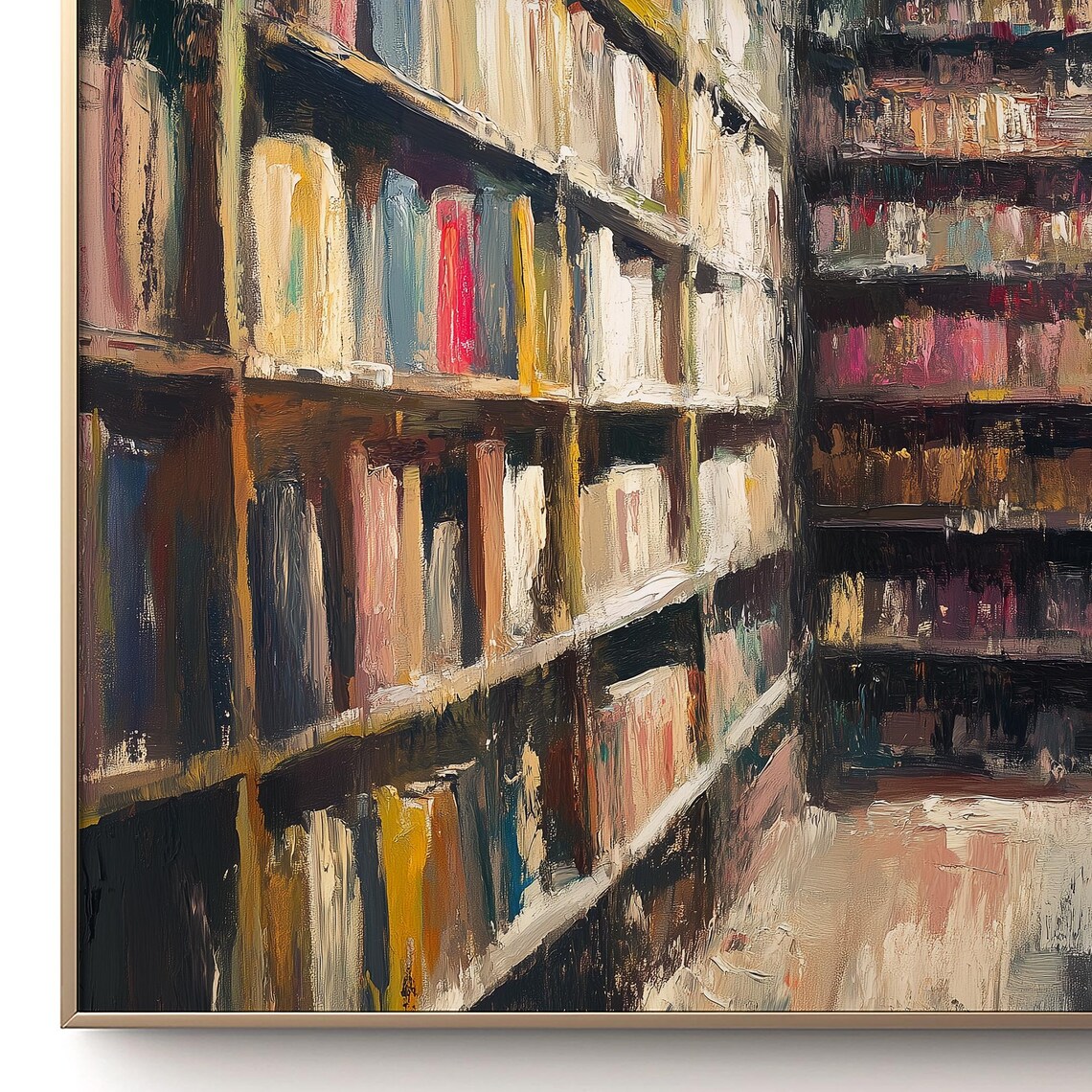 Library Frame Tv Art Library Bookshelf The Frame Moody Vintage Aesthetic Bookshelf Painting - Image 3