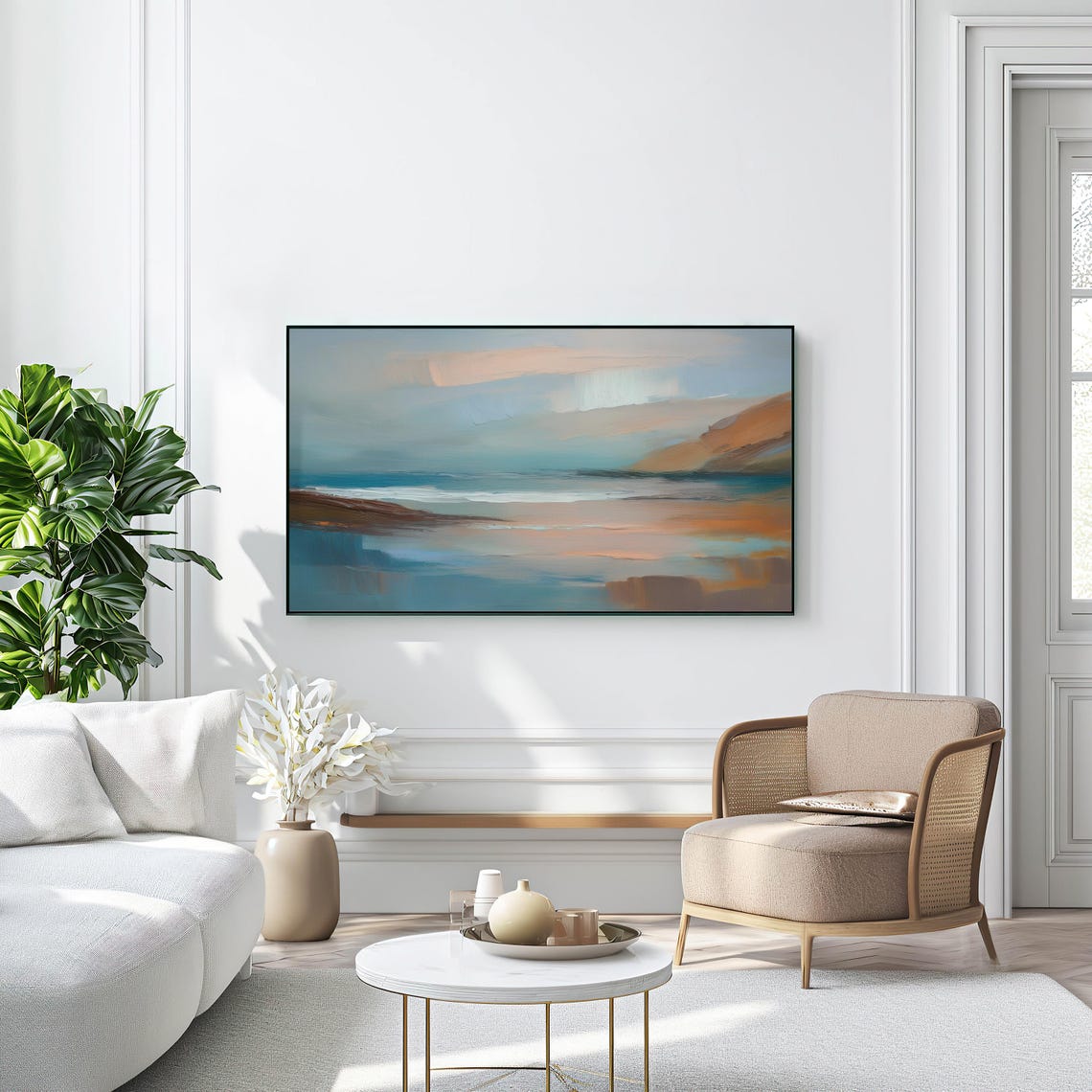 Abstract Beach Seascape Soft Blue Tan Shoreline Calm Wall Poster - Image 2