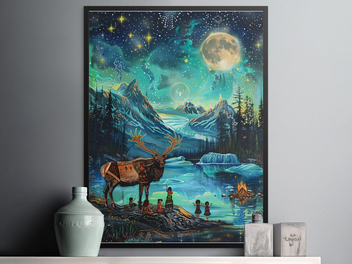 Aurora Borealis Wall Art Alaskan Wilderness Landscape Northern Lights Forest Print Nature Inspired Home Decor - Image 2