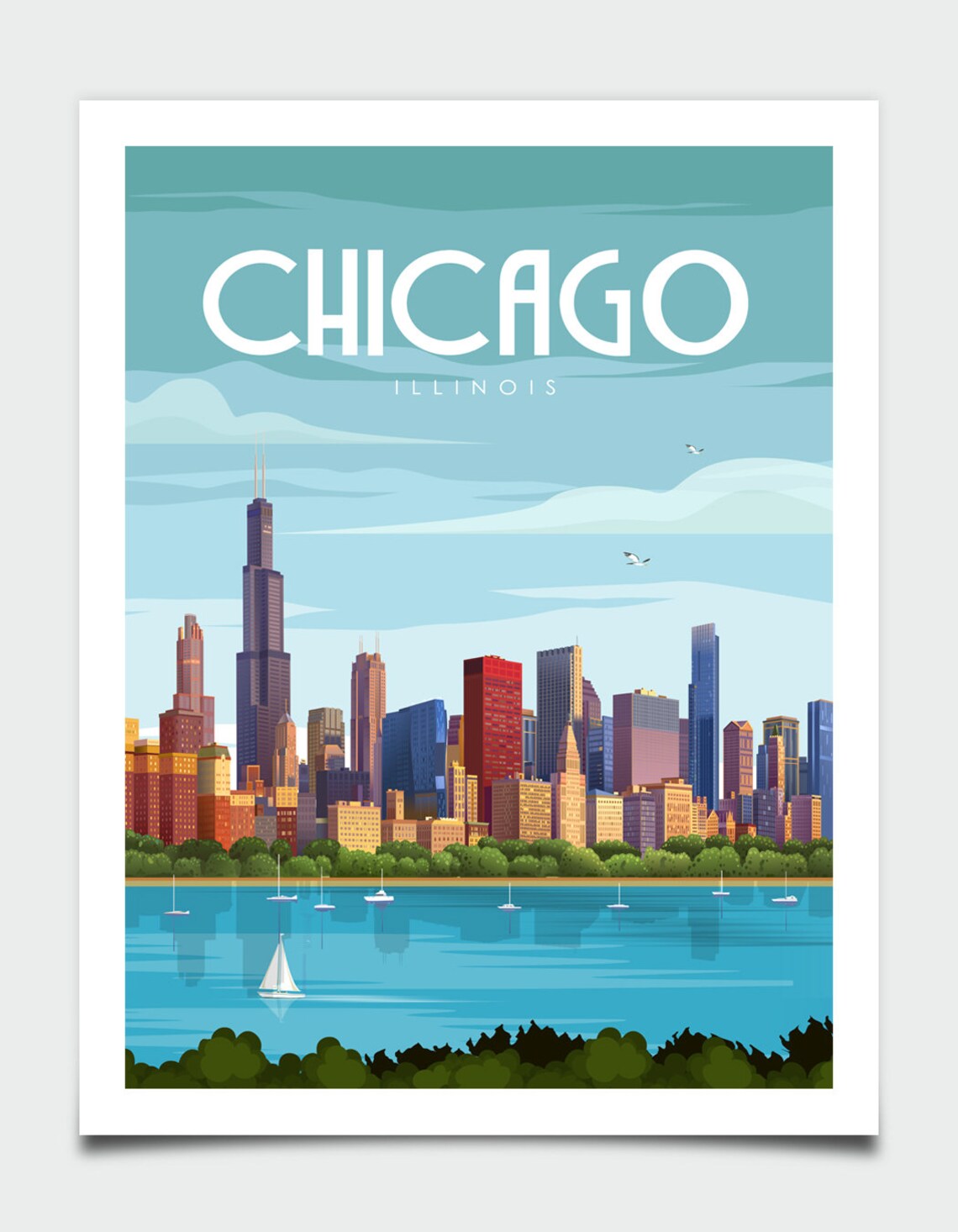 Chicago Travel Poster, Retro Wall Art Print - Image 2