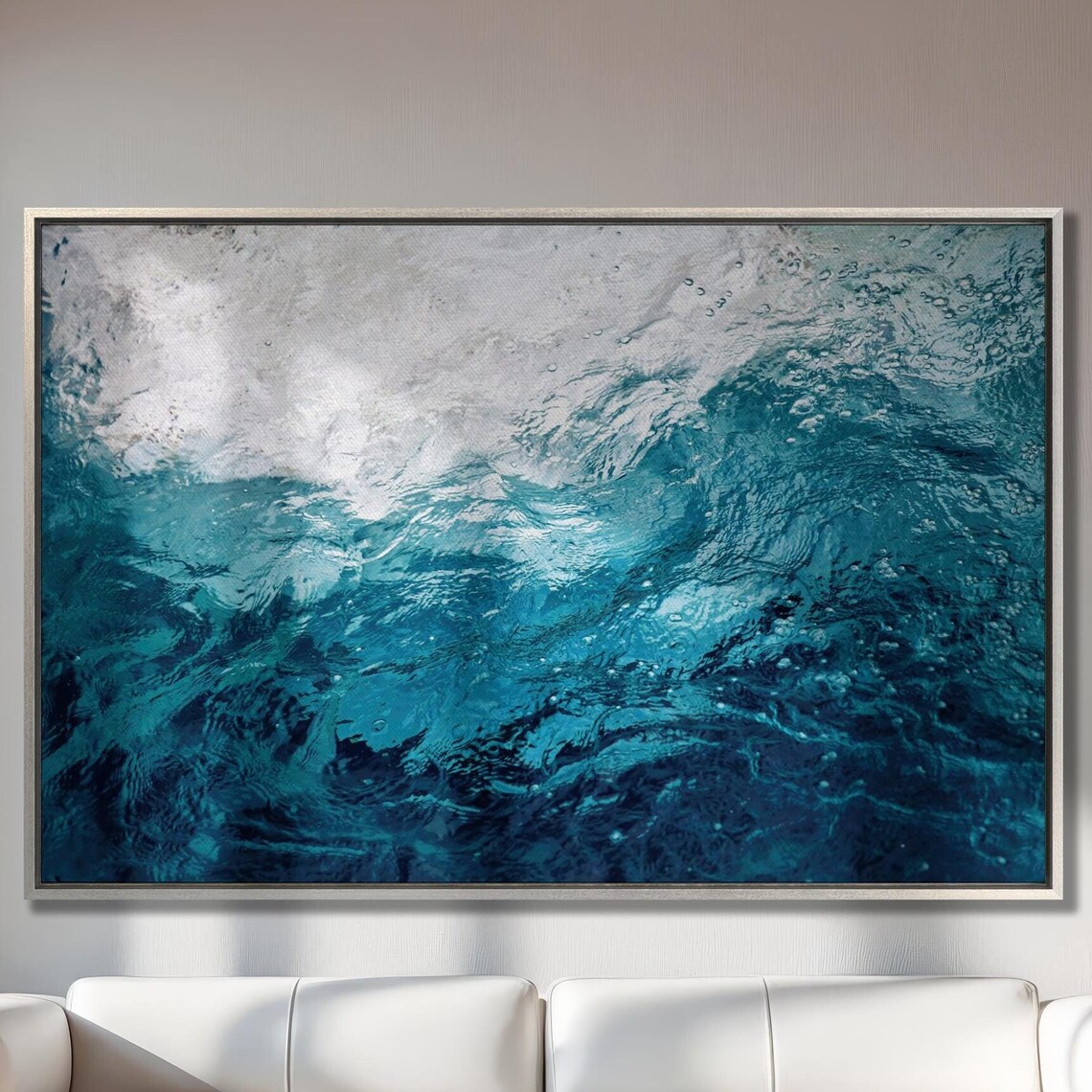 Swirling Turquoise Ocean Wave Abstract Blue Water Photo Poster