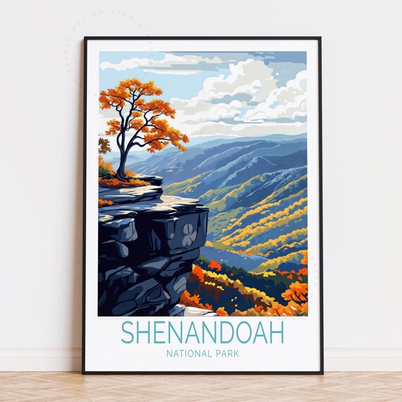 Shenandoah National Park Autumn Cliff Overlook Fall Colors Travel Poster