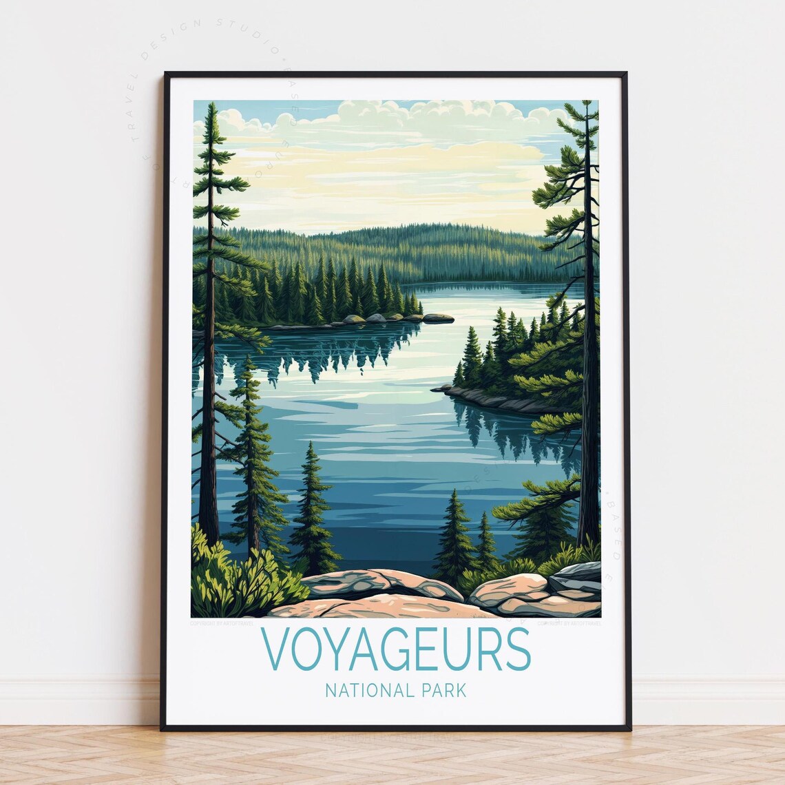 Voyageurs National Park Pine Lake Reflection Wilderness Travel Poster