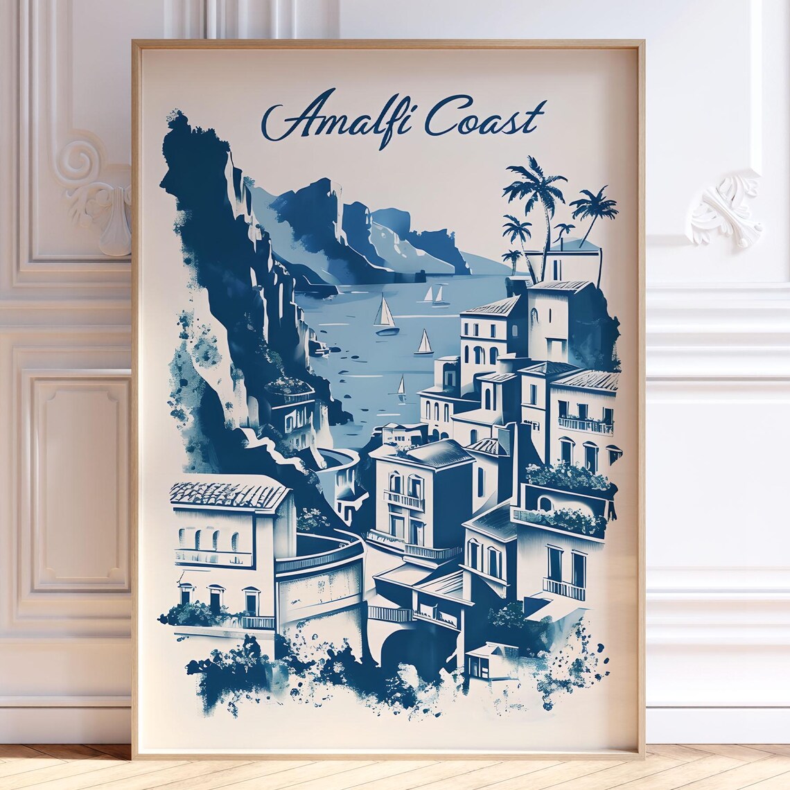 Amalfi Coast Retro Travel Poster Art Print