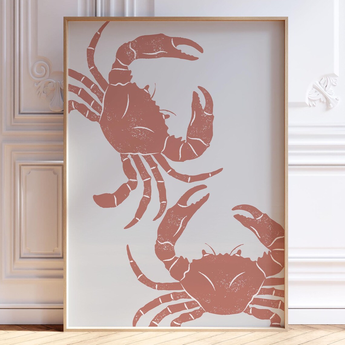 Crab Wall Art Print Coastal Decor Beachy Poster Minimalist Fisherman