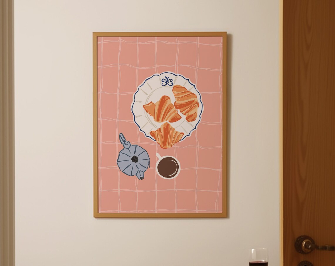 Toast Breakfast Art Print, Avocado Kitchen Decor