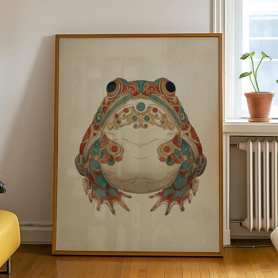 Japandi Animal Art Neutral Wall Print Wabi Sabi Frog Poster Minimal Nature Decor For Calm Modern Style Homes No 112