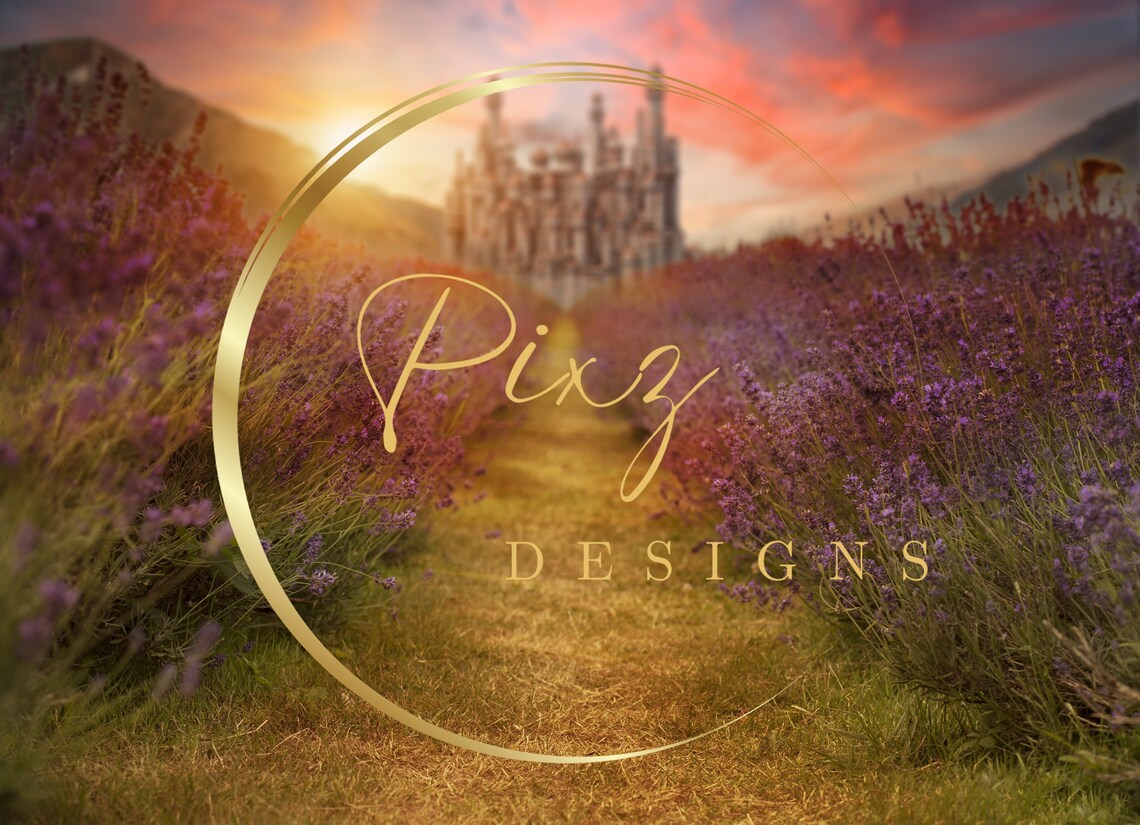 Lavender Field Castle Background, Fantasy Backdrop - Image 2