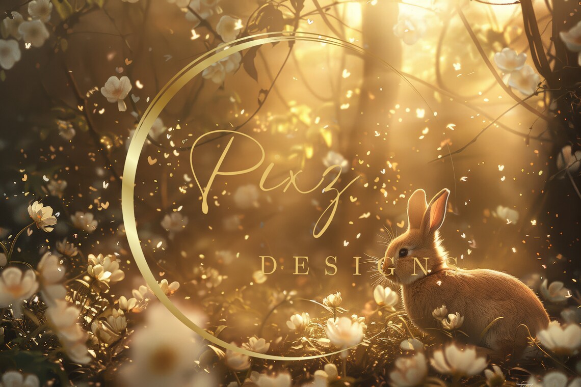 Bunny In Forest Background, Easter Photography Backdrop - Image 2