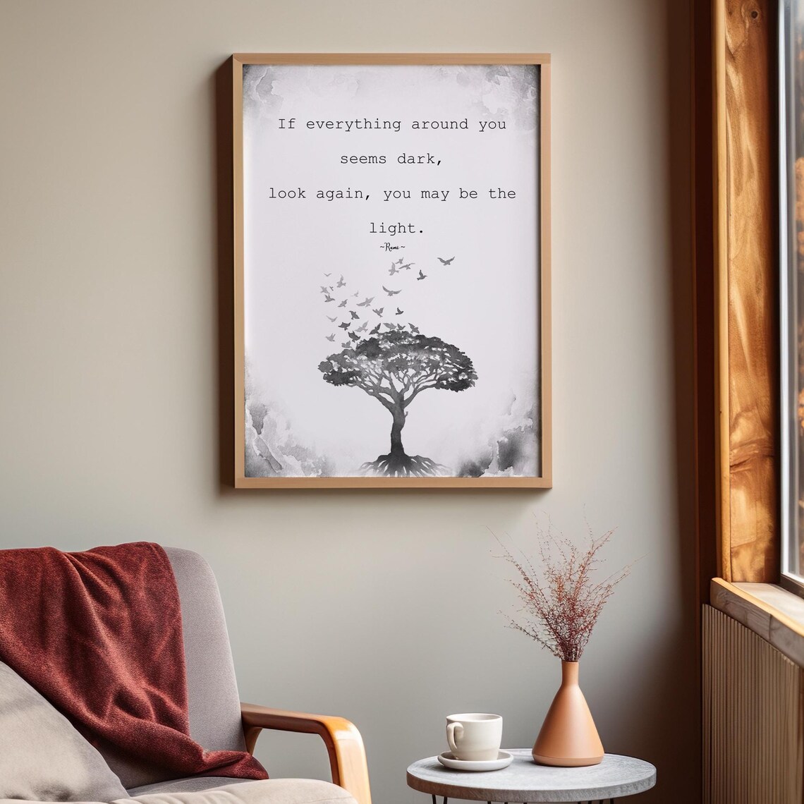 Rumi Quote Poster, Spiritual Mindfulness Art Print