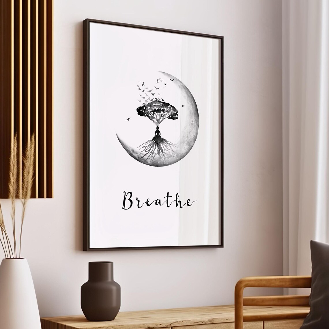 Breathe Mindfulness Art Print, Zen Bedroom Decor