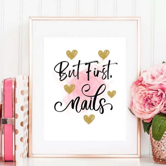 But First Nails Print Nail Salon Decor Nails Studio Wall Art Manicure Poster Nail Tech Gift Beauty Salon Decor Pink Nails Quote