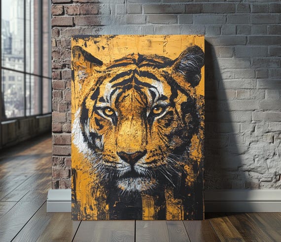 Tiger Canvas Wall Art Big Cat Painting Abstract Safari Decor Jungle Animal Poster Wild Print For Modern Luxury Home