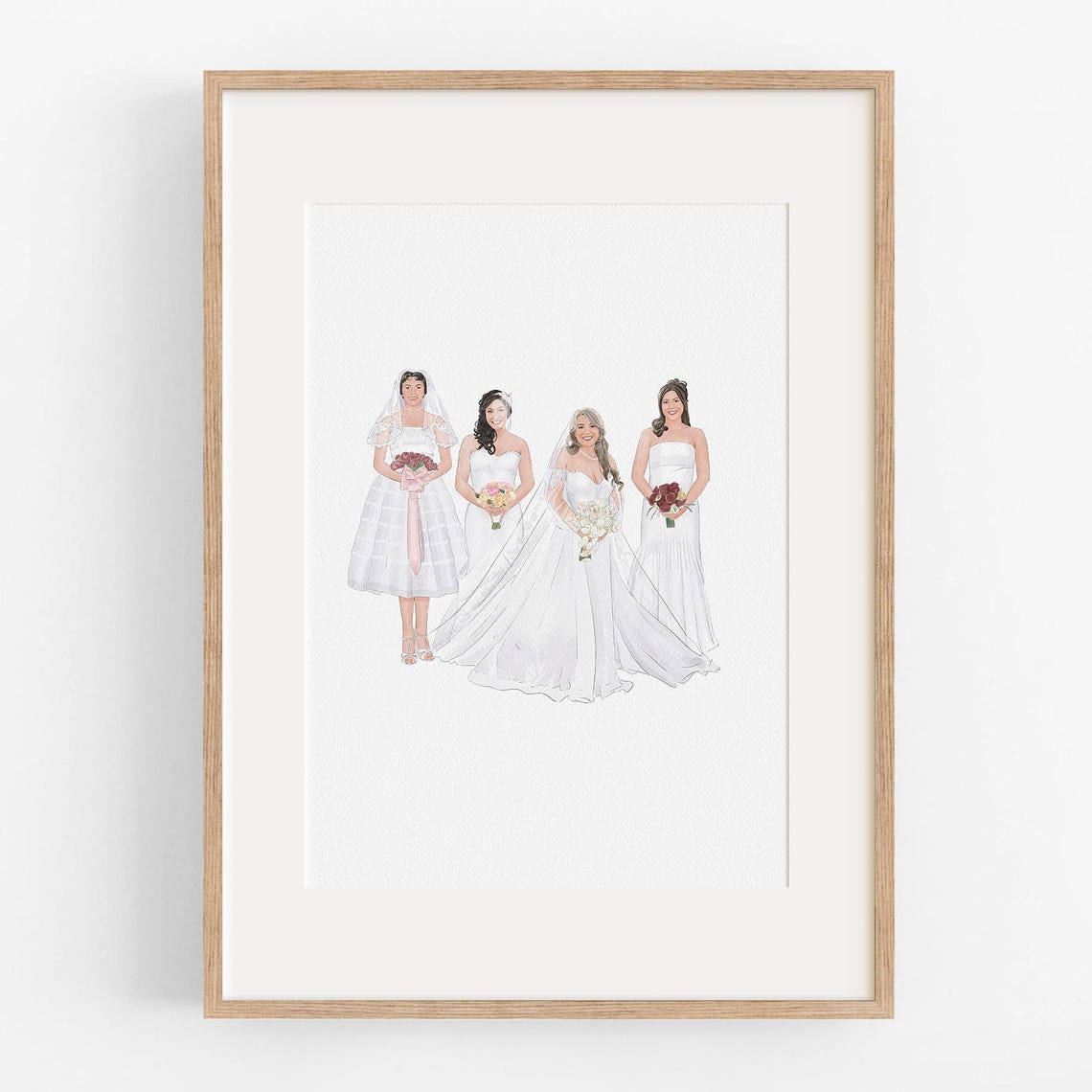 Four Brides Generational Wedding Dress Custom Portrait Poster