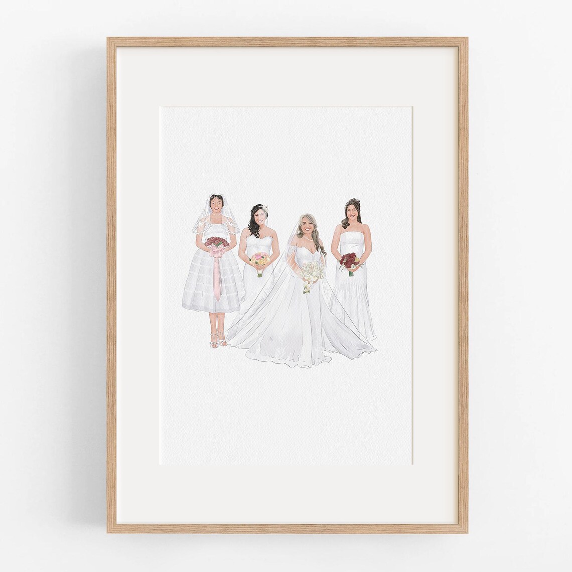 Wedding Family with Angel Father Custom Memorial Portrait Poster - Image 4