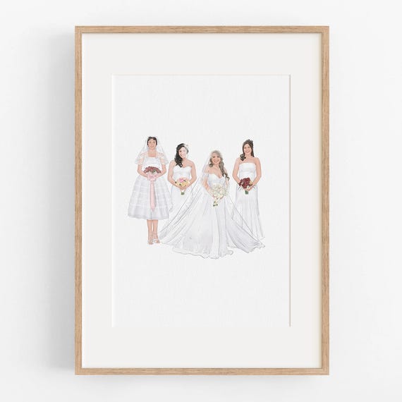Four Brides Generational Wedding Dress Custom Portrait Poster
