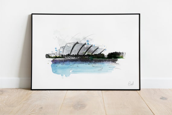 Glasgow Sec The Armadillo Art Print Illustration Typography Drawing Watercolour Scotland