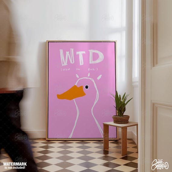 Funny Duck Art Print Trendy Bathroom Decor