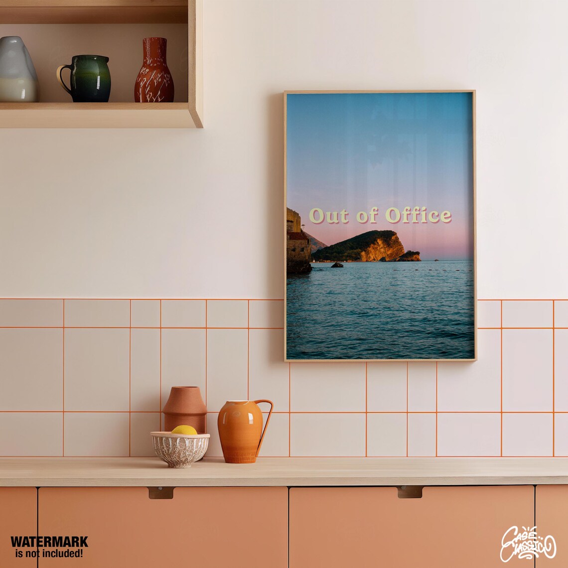 Out Of Office Island Sunset Ocean Photography Travel Quote Poster
