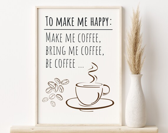 Coffee Art Print, Kitchen Wall Decor