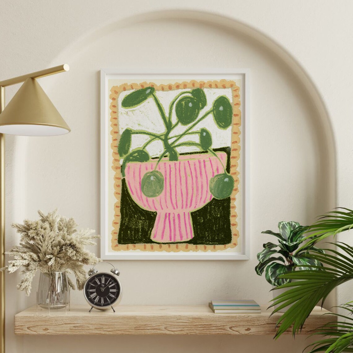 Pilea In A Vase Art Print, Modern Wall Art - Image 3