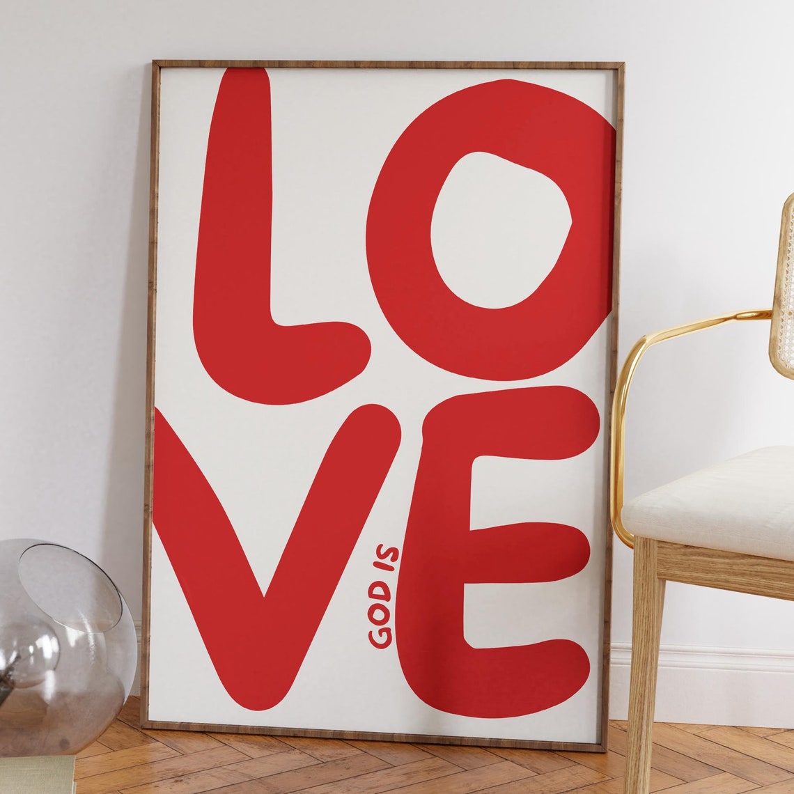God Is Love Bold Red Typography Modern Faith Christian Poster