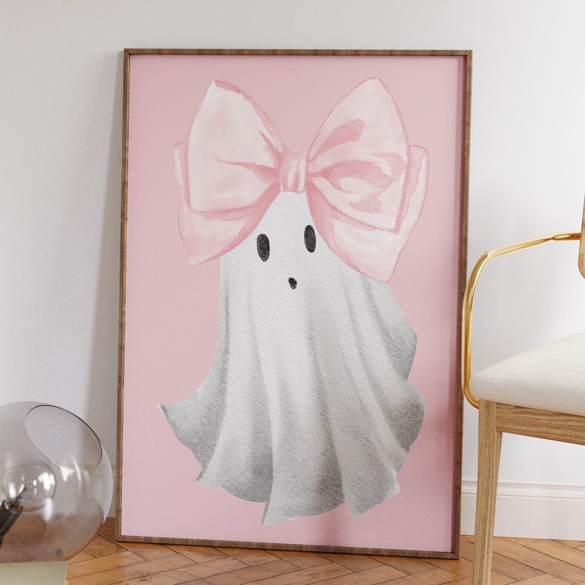 Pink Bow Ghost Coquette Halloween Poster