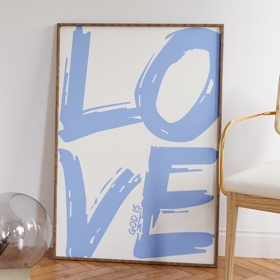 God Is Love Print Bible Verse Poster Modern Christian Home Decor Minimalist Christian Wall Art Trendy God Bible Art